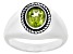 Pre-Owned Green Peridot Rhodium Over Sterling Silver Men's Solitaire Ring 1.15ct