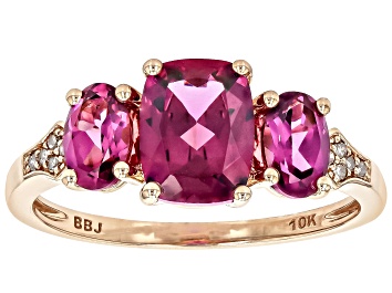 Picture of Pre-Owned Grape Garnet With Champagne Diamond 10k Yellow Gold Ring 2.62ctw