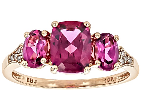 Pre-Owned Grape Garnet With Champagne Diamond 10k Yellow Gold Ring 2 ...