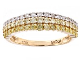 Pre-Owned Shades Of Yellow And White Diamond 10k Yellow Gold Multi-Row Band Ring 0.70ctw