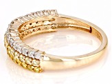 Pre-Owned Shades Of Yellow And White Diamond 10k Yellow Gold Multi-Row Band Ring 0.70ctw