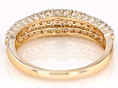 Pre-Owned Shades Of Yellow And White Diamond 10k Yellow Gold Multi-Row Band Ring 0.70ctw