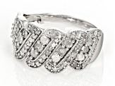 Pre-Owned White Diamond Rhodium Over Sterling Silver Wide  Band Ring 1.00ctw