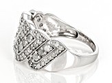 Pre-Owned White Diamond Rhodium Over Sterling Silver Wide  Band Ring 1.00ctw