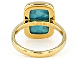 Pre-Owned Blue Turquoise With 18k Yellow Gold Over Sterling Silver Ring