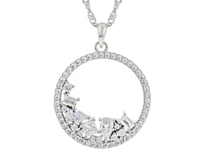 Pre-Owned White Cubic Zirconia Rhodium Over Sterling Silver Pendant With Chain 2.03ctw