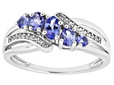 Pre-Owned Blue Tanzanite Rhodium Over Sterling Silver Bypass Ring 0.72ctw