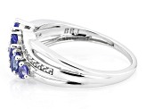 Pre-Owned Blue Tanzanite Rhodium Over Sterling Silver Bypass Ring 0.72ctw