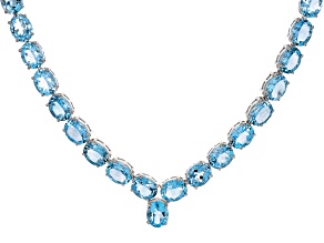 Pre-Owned Sky Blue Topaz Rhodium Over Sterling Silver Necklace 55.00ctw