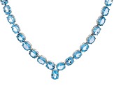 Pre-Owned Sky Blue Topaz Rhodium Over Sterling Silver Necklace 55.00ctw