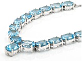 Pre-Owned Sky Blue Topaz Rhodium Over Sterling Silver Necklace 55.00ctw