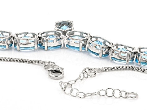 Pre-Owned Sky Blue Topaz Rhodium Over Sterling Silver Necklace 55.00ctw