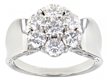 Picture of Pre-Owned Moissanite Platineve Cluster Ring 1.61ctw DEW