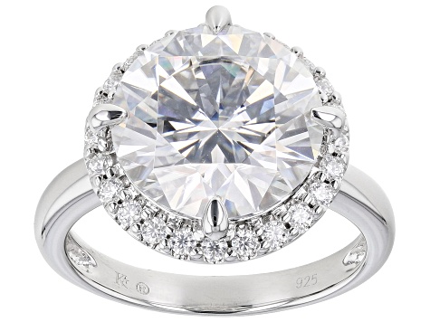 Pre-Owned Moissanite Platineve Halo Ring 6.61ctw DEW.