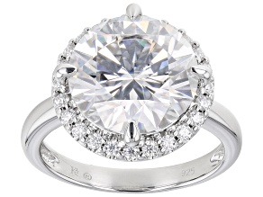Pre-Owned Moissanite Platineve Halo Ring 6.61ctw DEW.