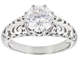 Pre-Owned Moissanite Inferno Cut Platineve Solitaire Ring 2.17ct DEW.