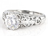 Pre-Owned Moissanite Inferno Cut Platineve Solitaire Ring 2.17ct DEW.