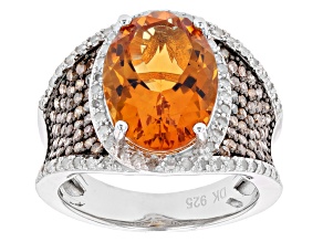 Pre-Owned Golden Citrine Rhodium Over Sterling Silver Ring 5.70ctw