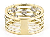 Pre-Owned White Diamond 10k Yellow Gold 5-Row Band Ring 0.75ctw