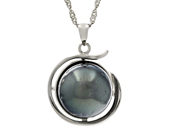 Picture of Pre-Owned Cultured Tahitian Pearl Rhodium Over Sterling Silver Pendant And Chain