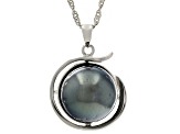 Pre-Owned Cultured Tahitian Pearl Rhodium Over Sterling Silver Pendant And Chain