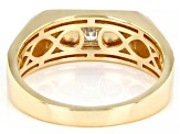 Pre-Owned Moissanite 14k yellow gold and rhodium over silver two tone mens solitaire ring .44ct DEW.