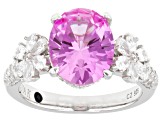 Pre-Owned Pink Lab Created Sapphire and White Cubic Zirconia Platineve Ring 5.20ctw