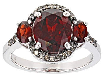 Picture of Pre-Owned Red Garnet Rhodium Over Silver Ring 3.62ctw