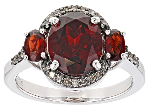 Pre-Owned Red Garnet Rhodium Over Silver Ring 3.62ctw