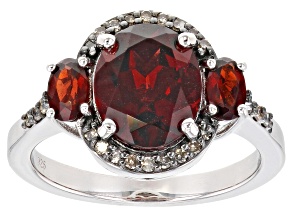 Pre-Owned Red Garnet Rhodium Over Silver Ring 3.62ctw