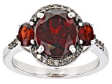 Pre-Owned Red Garnet Rhodium Over Silver Ring 3.62ctw