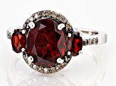 Pre-Owned Red Garnet Rhodium Over Silver Ring 3.62ctw