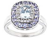 Pre-Owned Blue Aquamarine Rhodium Over Sterling Silver Ring 1.44ctw