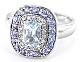 Pre-Owned Blue Aquamarine Rhodium Over Sterling Silver Ring 1.44ctw