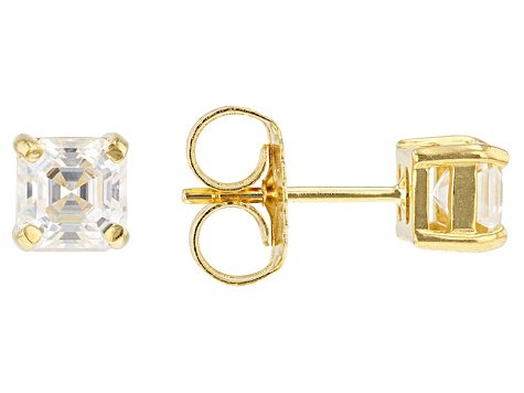 Pre-Owned Moissanite 14k Yellow Gold Over Silver Ring, Stud Earrings, and Pendant with Chain Set 1.2