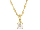 Pre-Owned Moissanite 14k Yellow Gold Over Silver Ring, Stud Earrings, and Pendant with Chain Set 1.2