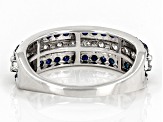 Pre-Owned Moissanite And Blue Sapphire Platineve Ring .72ctw D.E.W