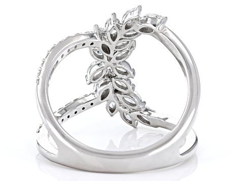 Pre-Owned White Diamond 14k White Gold Open Design Ring 1.25ctw
