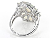 Pre-Owned Multicolor Ethiopian Opal Rhodium Over Sterling Silver Ring 3.40ctw