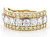 Pre-Owned Moissanite and natural yellow diamond 10K yellow gold ring 2.19ctw DEW