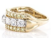 Pre-Owned Moissanite and natural yellow diamond 10K yellow gold ring 2.19ctw DEW