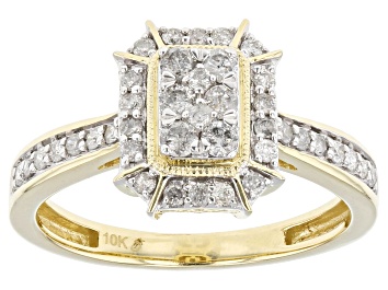 Picture of Pre-Owned White Diamond 10k Yellow Gold Halo Ring 0.50ctw