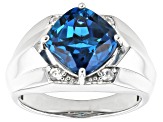 Pre-Owned London Blue Topaz Rhodium Over Silver Men's Ring 4.32ctw