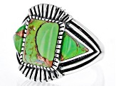 Pre-Owned Green Turquoise Rhodium Over Sterling Silver Ring