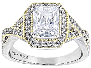 Pre-Owned White Cubic Zirconia Rhodium And 14k Yellow Gold Over Sterling Silver Ring 3.03ctw