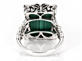 Pre-Owned Green Malachite Sterling Silver Solitaire Ring