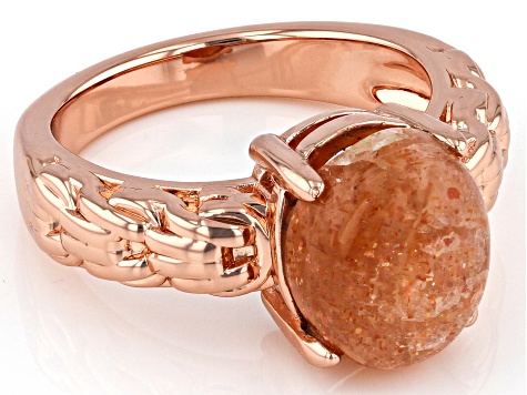 Pre-Owned Oval Sunstone Copper Ring