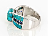 Pre-Owned Blue Turquoise Rhodium Over Silver Ring 0.23ctw