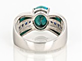 Pre-Owned Blue Turquoise Rhodium Over Silver Ring 0.23ctw