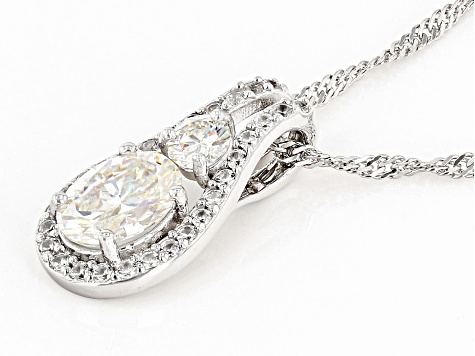 Pre-Owned Strontium Titanate And White Zircon Rhodium Over Sterling Silver Pendant 2.08ctw